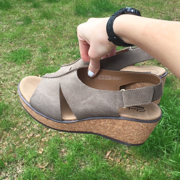 clarks suede wedges